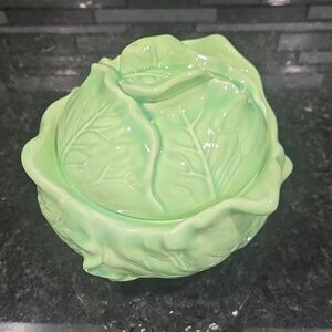 GLS Collective Green Cabbage Leaf Glass Bowl